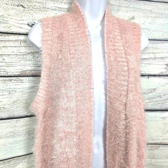Christopher & Banks Fuzzy Open Vest Blush Pink XL - Picture 2 of 7